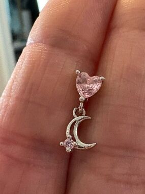 Nose Ring- 20G Pink Nose Stud Heart  Moon Nose Stud Ring NWT